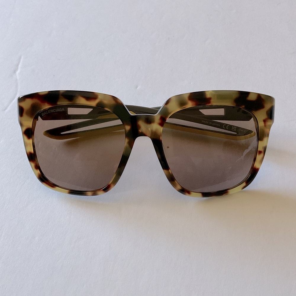 BALENCIAGA BB0025SA UNISEX SQUARE SUNGLASSES HAVANA TORTOISE NWOT WITH CASE